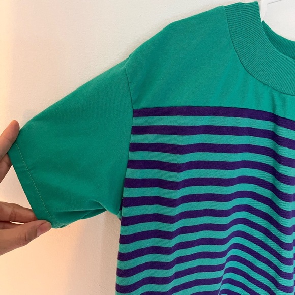 Vintage Green and Blue Striped Kids Shirt - Picture 2 of 6
